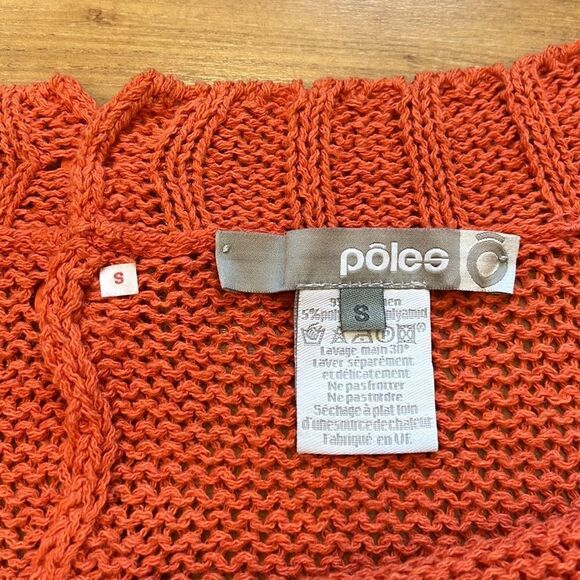Poles Maison Montagut Orange Button Down Knit Sweater Cardigan Small - Picture 4 of 7